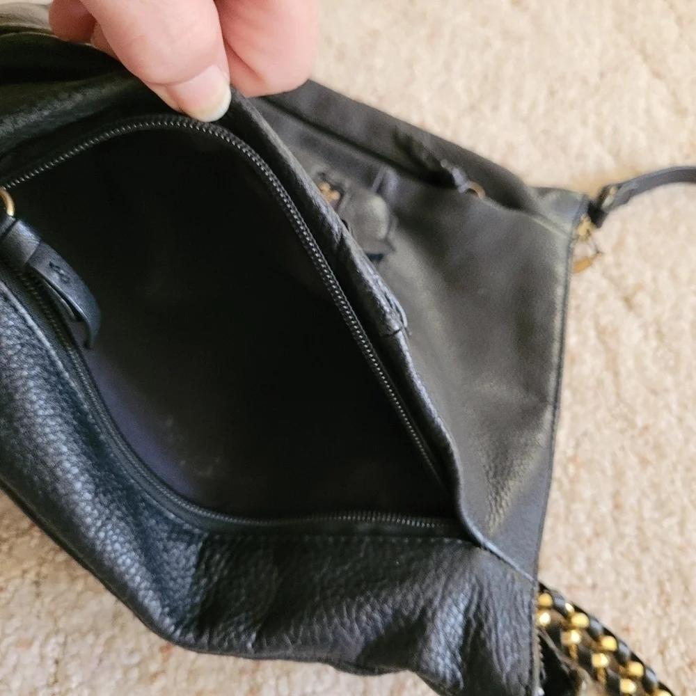 Elliott Lucca Black Leather Crossbody Purse